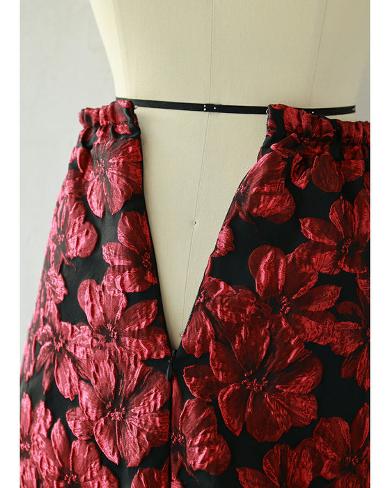 「才色兼備」花柄ジャガードスカート