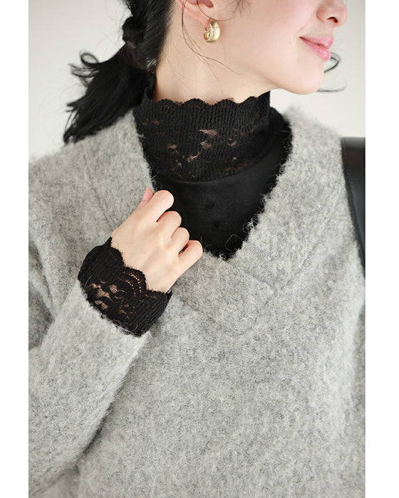 ベロア×レース 寒さも抜け感も我慢しない インナー