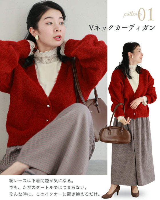 ベロア×レース 寒さも抜け感も我慢しない インナー