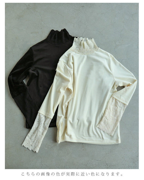 ベロア×レース 寒さも抜け感も我慢しない インナー