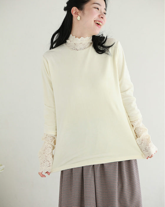 ベロア×レース 寒さも抜け感も我慢しない インナー