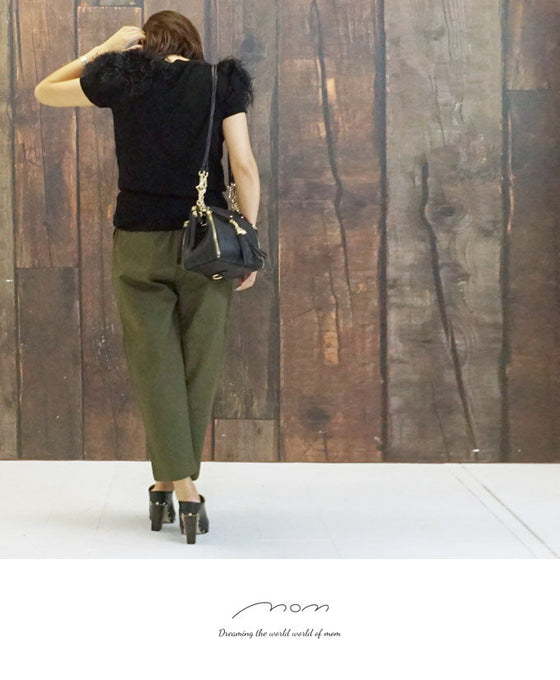 【アウトレット返品交換不可】フェイクファーの半袖ニットでお洒落コーデを