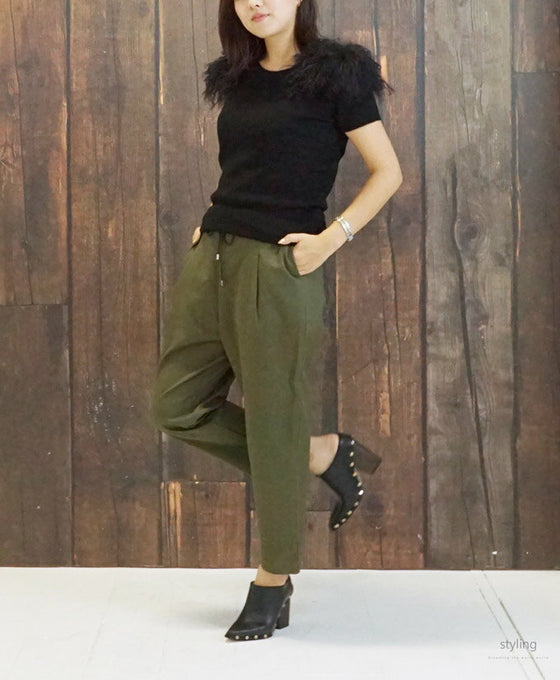 【アウトレット返品交換不可】フェイクファーの半袖ニットでお洒落コーデを