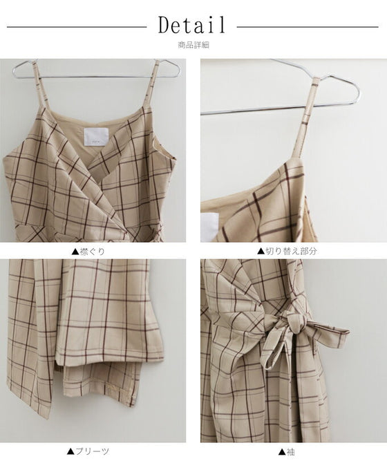 【アウトレット返品交換不可】きれいめチェックのキャミワンピース