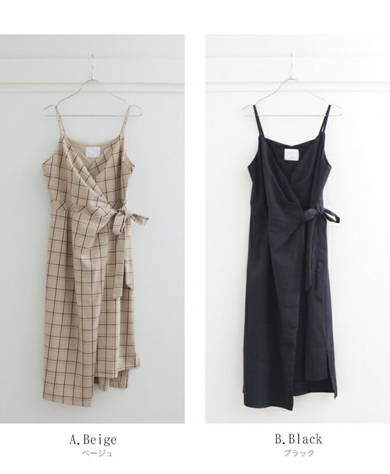 【アウトレット返品交換不可】きれいめチェックのキャミワンピース