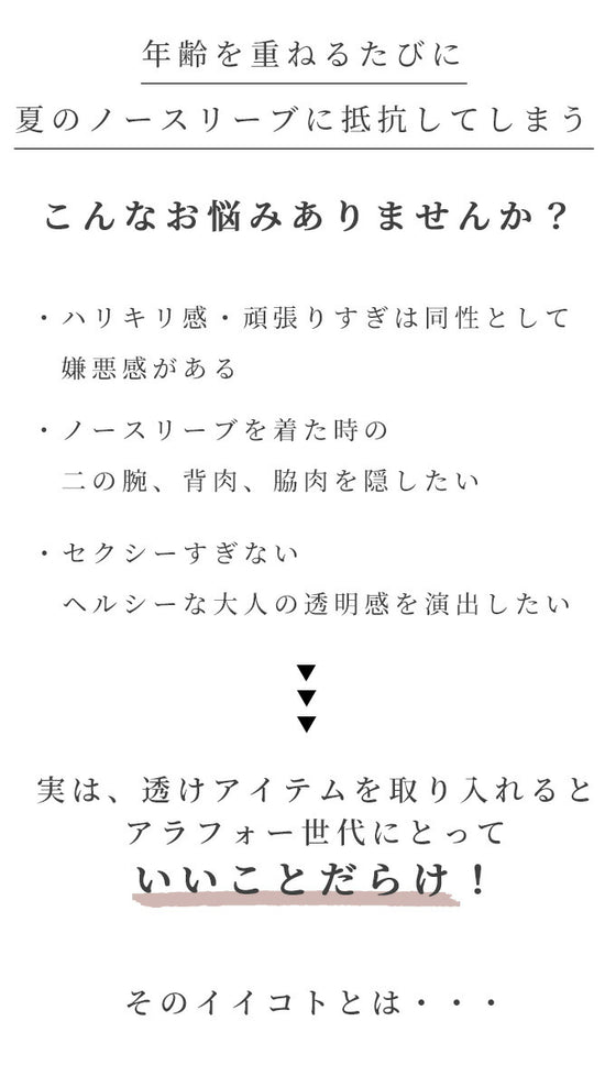 【アウトレット返品交換不可】理想の「透け感」二の腕隠しの夏の涼カーデ