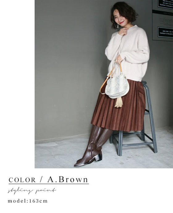 【セール商品返品交換不可】スクエアトゥで美脚見せが叶うロングブーツ