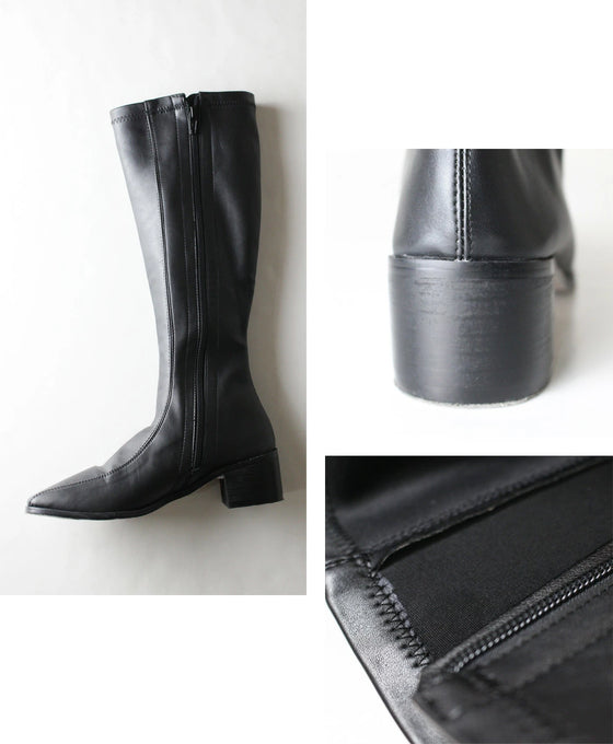 【セール商品返品交換不可】スクエアトゥで美脚見せが叶うロングブーツ