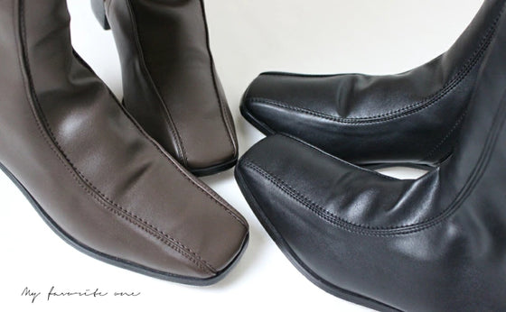 【セール商品返品交換不可】スクエアトゥで美脚見せが叶うロングブーツ