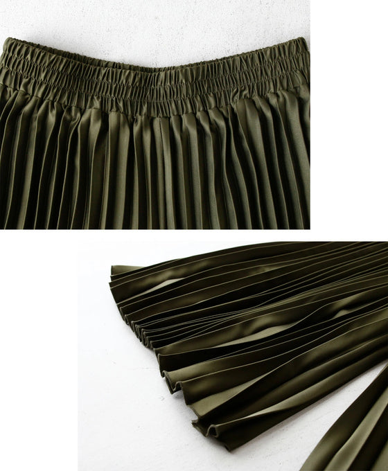 【アウトレット返品交換不可】いつものコーデを格上げ艶プリーツパンツ