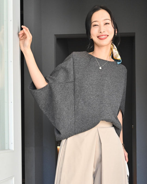 重ね着もステキ！さりげな体型カバードルマントップス