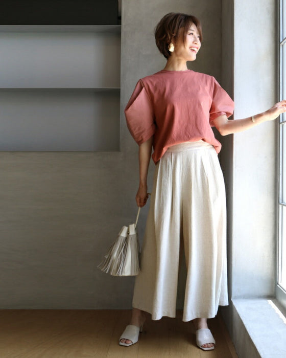 ノーストレスで涼しい麻混ワイドパンツ