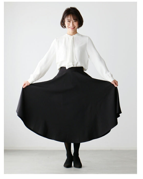 きちんとシーンで活躍!たっぷりドレープエレガントフレアスカート