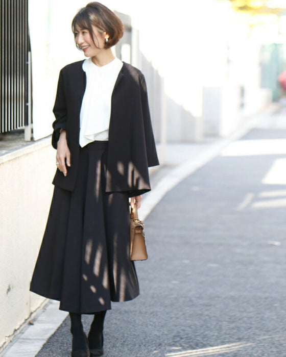 きちんとシーンで活躍!たっぷりドレープエレガントフレアスカート