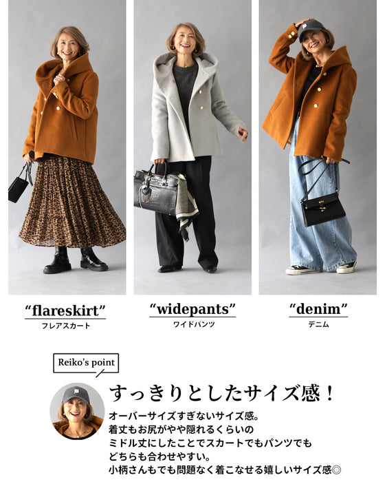 Reiko×Ehre style  誰でも小顔立体フードカラーReikoコート
