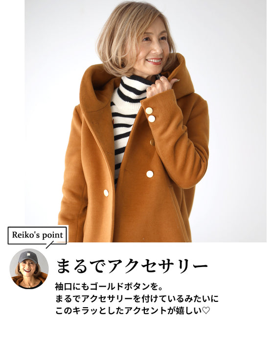 Reiko×Ehre style  誰でも小顔立体フードカラーReikoコート