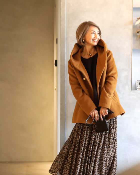 Reiko×Ehre style  誰でも小顔立体フードカラーReikoコート
