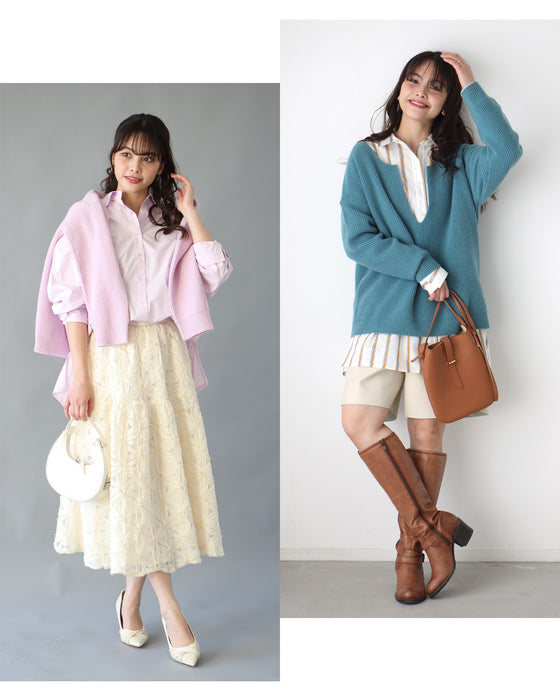 Have fun with layers! Long neck knit for a slimmer face