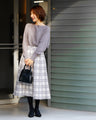【セール商品返品交換不可】コートイン映え！差し白チェックニットスカート
