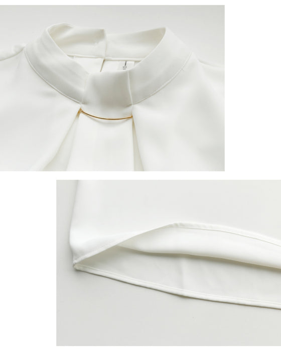 No need to tie it. Just put it on and you're done! Bowtie blouse