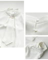 No need to tie it. Just put it on and you're done! Bowtie blouse