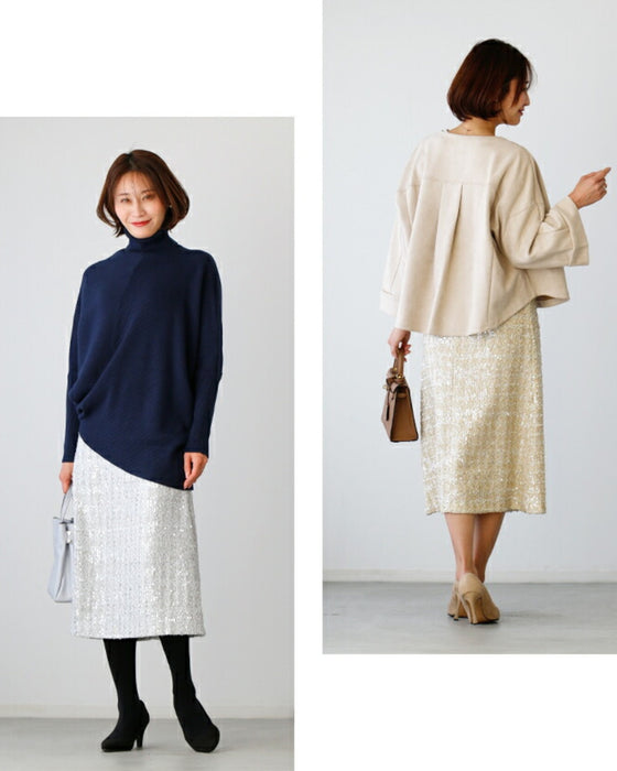 一気に旬顔に。華やかに映えるスパンコールスカート