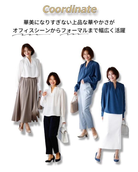 Clean around the face! Beautiful décolletage skipper blouse