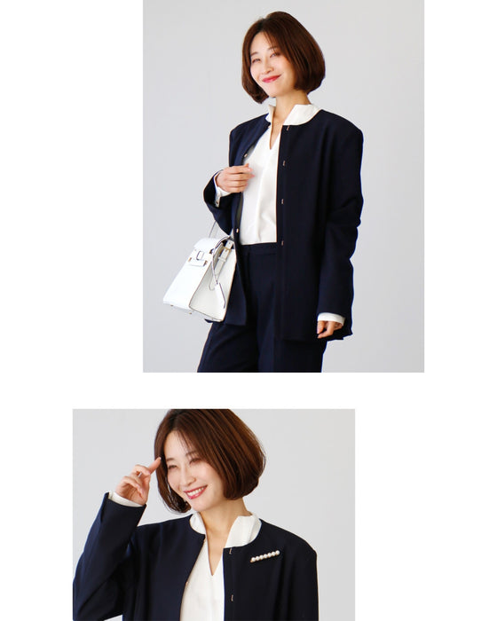 Clean around the face! Beautiful décolletage skipper blouse