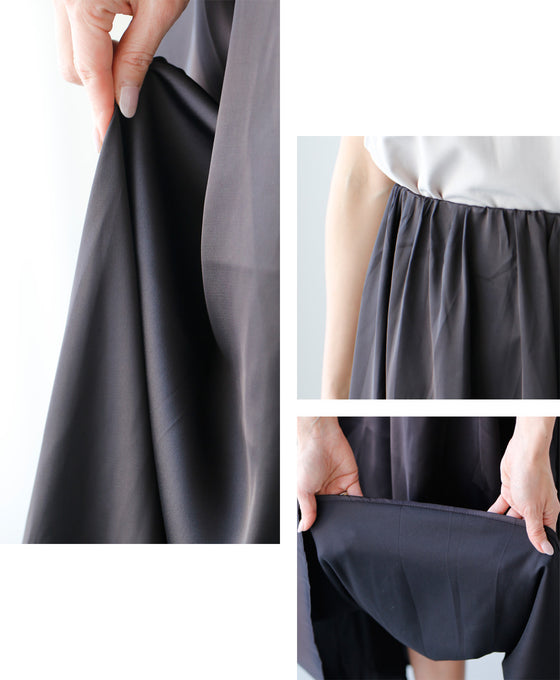 For a classy look. Don't just go for casual! Satin tuck skirt