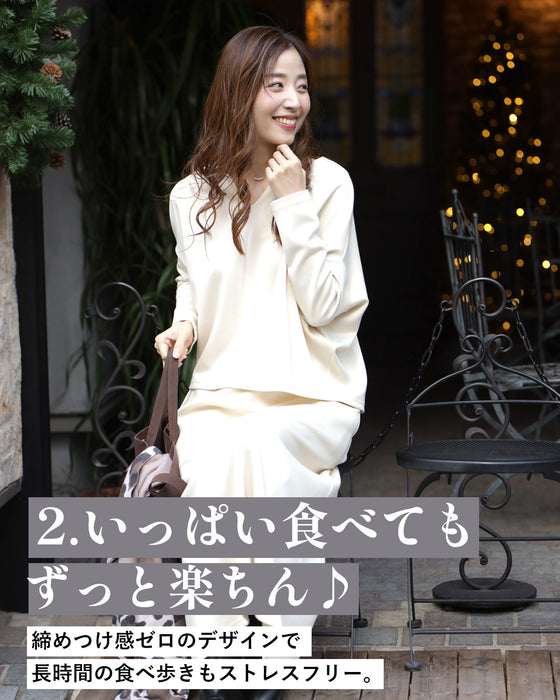 「長袖」旅行や長時間移動に◎ 疲れない旅楽セット スカートセットアップ