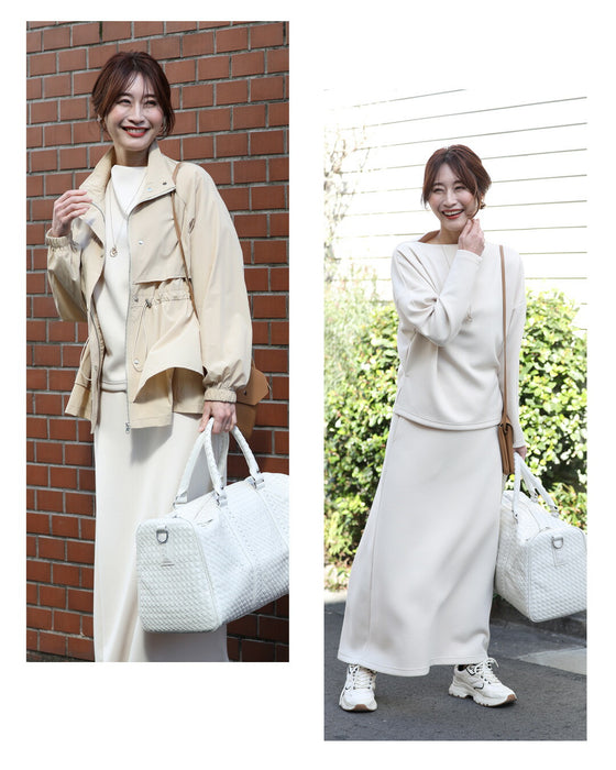 【アウトレット返品交換不可】「長袖」旅行や長時間移動に◎ 疲れない旅楽セット スカートセットアップ