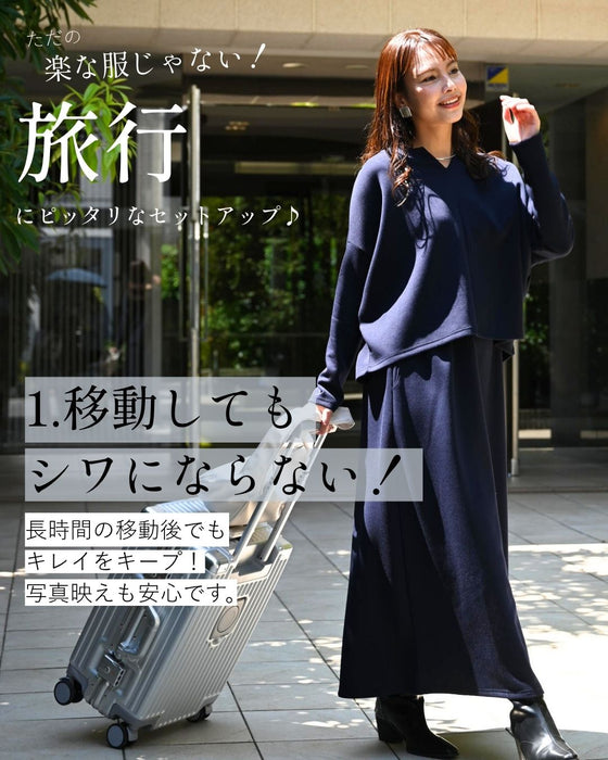 Perfect for travel or long commutes. A comfortable set for your trip. Skirt set