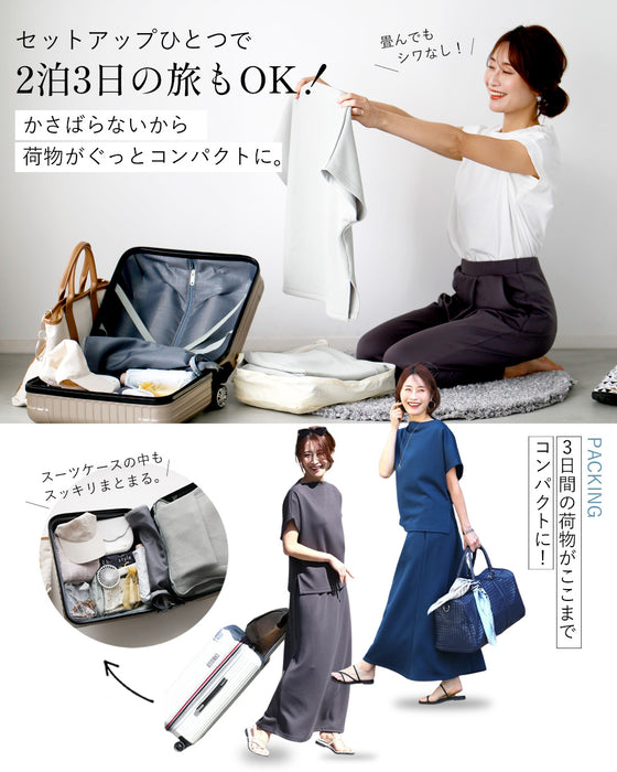Perfect for travel or long commutes. A comfortable set for your trip. Skirt set