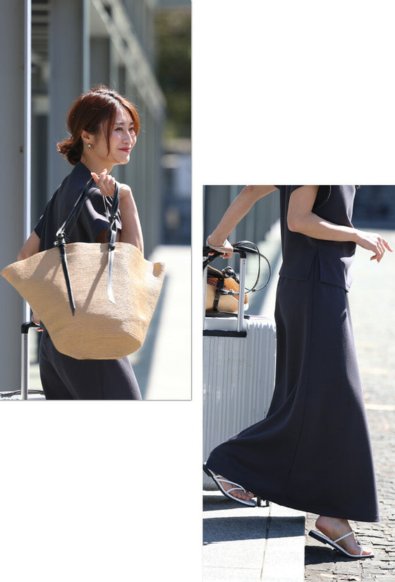 【アウトレット返品交換不可】「半袖」旅行や長時間移動に◎ 疲れない旅楽セット スカートセットアップ