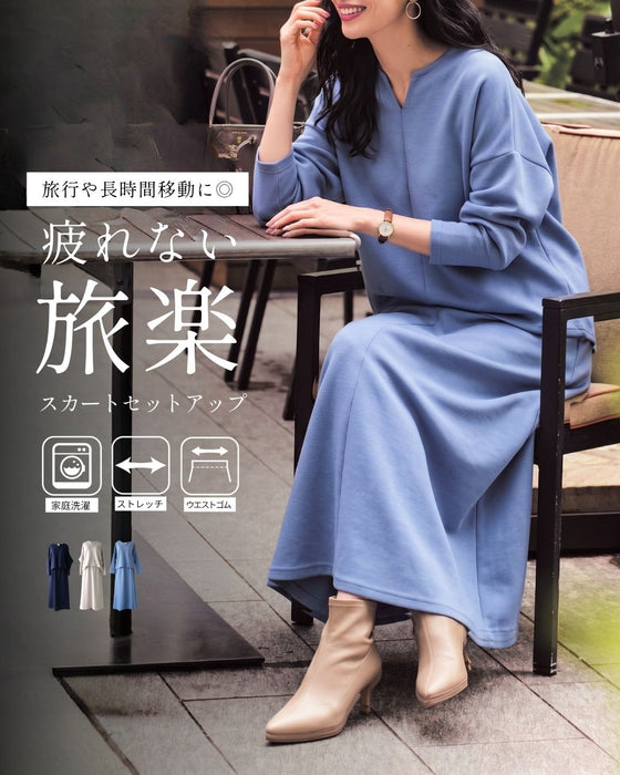 Perfect for travel or long commutes. A comfortable set for your trip. Skirt set