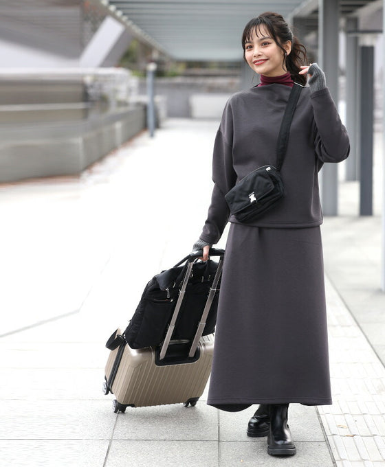 【アウトレット返品交換不可】「長袖」旅行や長時間移動に◎ 疲れない旅楽セット スカートセットアップ