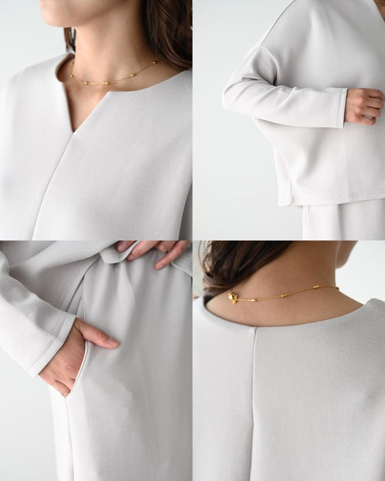 Perfect for travel or long commutes. A comfortable set for your trip. Skirt set