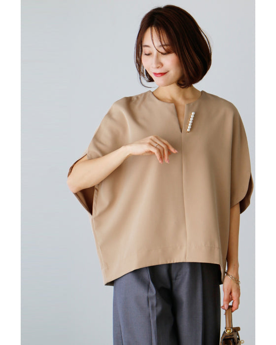 華奢見せが叶う!着やせの技ありキーネックドルマン