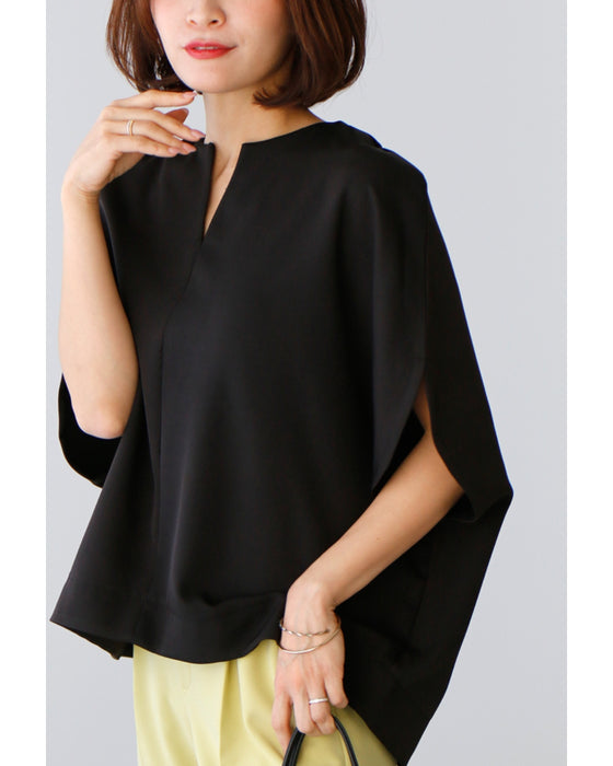 華奢見せが叶う!着やせの技ありキーネックドルマン