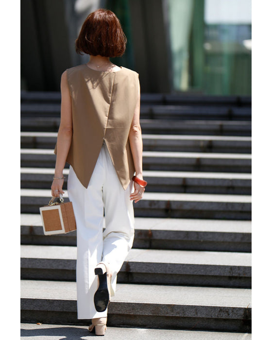 Fashion starts from the back! A back slit tank top for adults