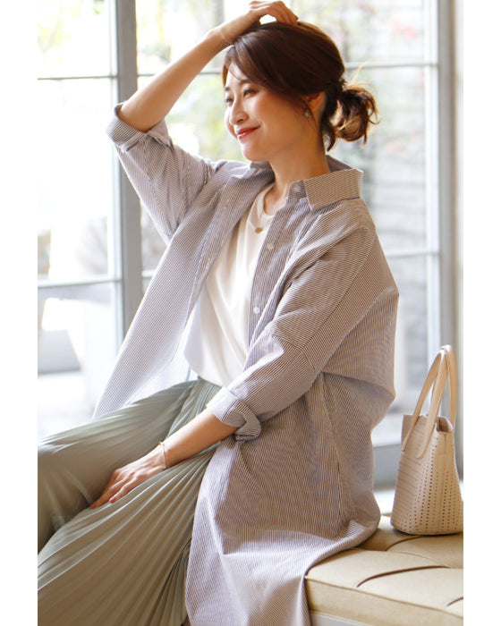 Long length! Loose shirt 3-way dress