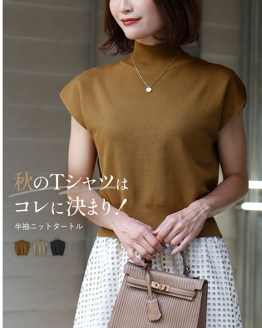 The perfect "Autumn T-shirt" is this short-sleeved knit turtleneck
