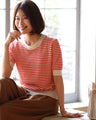 Casual is beautiful! A short-sleeved striped top that can be worn like a T-shirt