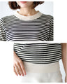 Casual is beautiful! A short-sleeved striped top that can be worn like a T-shirt