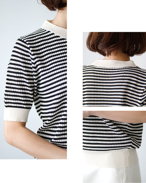 Casual is beautiful! A short-sleeved striped top that can be worn like a T-shirt