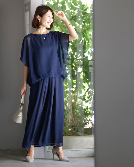 Ehre styleオリジナル 人気シフォンパンツとセットで着れる! 「ふわっと着心地」 シフォントップス