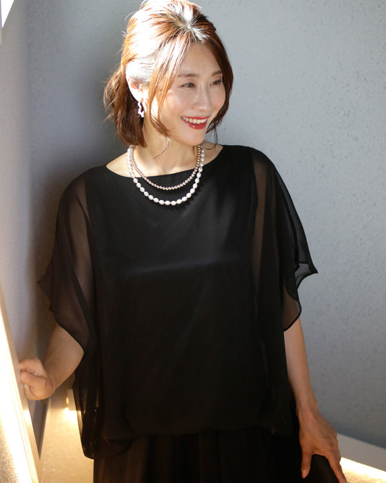 Ehre styleオリジナル 人気シフォンパンツとセットで着れる! 「ふわっと着心地」 シフォントップス