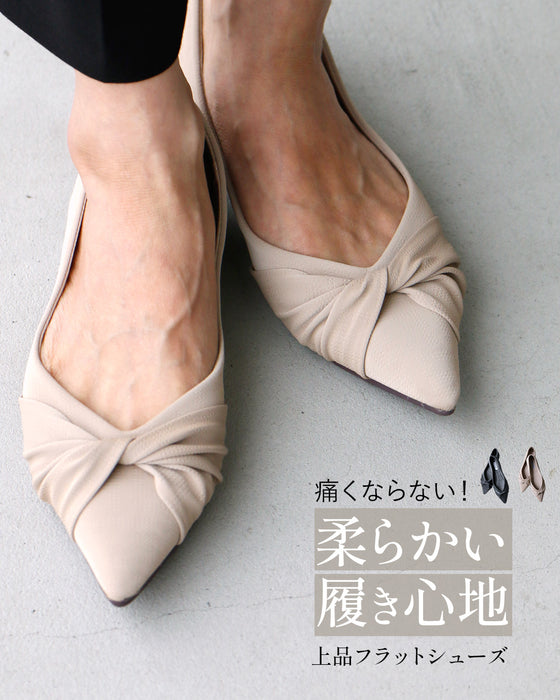 痛くならない! 柔らかい 履き心地 上品フラットシューズ