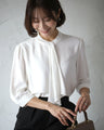 [Outlet, no returns or exchanges] [50% OFF] The long-awaited 3/4 sleeves are here! A bowtie blouse that looks neat but not cute