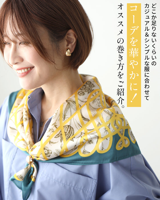 パッと目を惹く!垢ぬけスカーフ大人フラワー柄